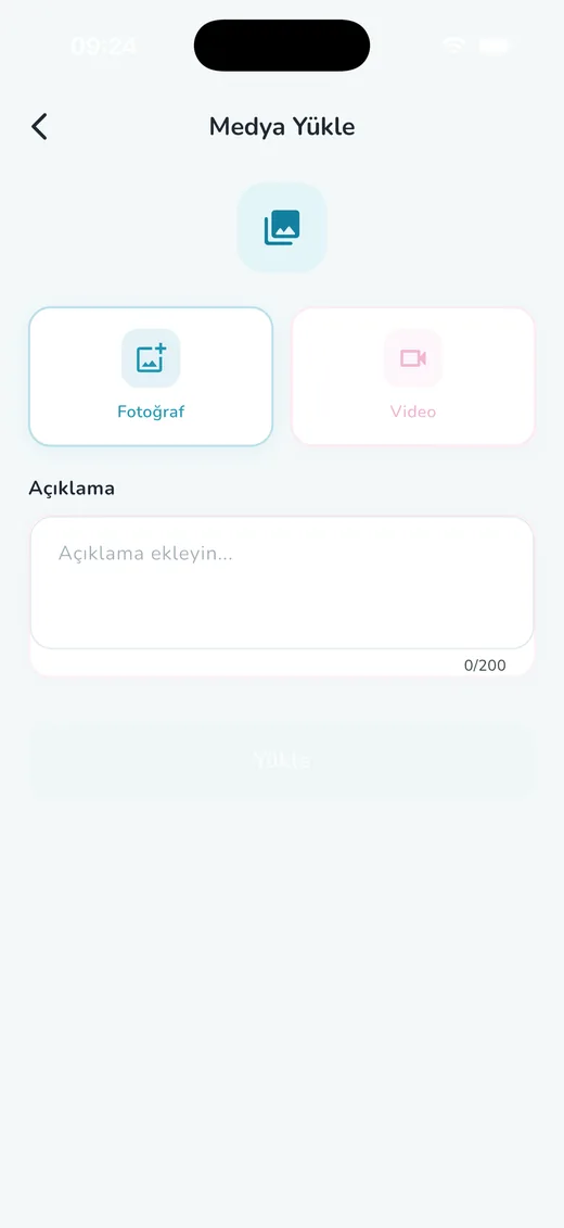 Fotoğraf ve video paylaşın ekranı