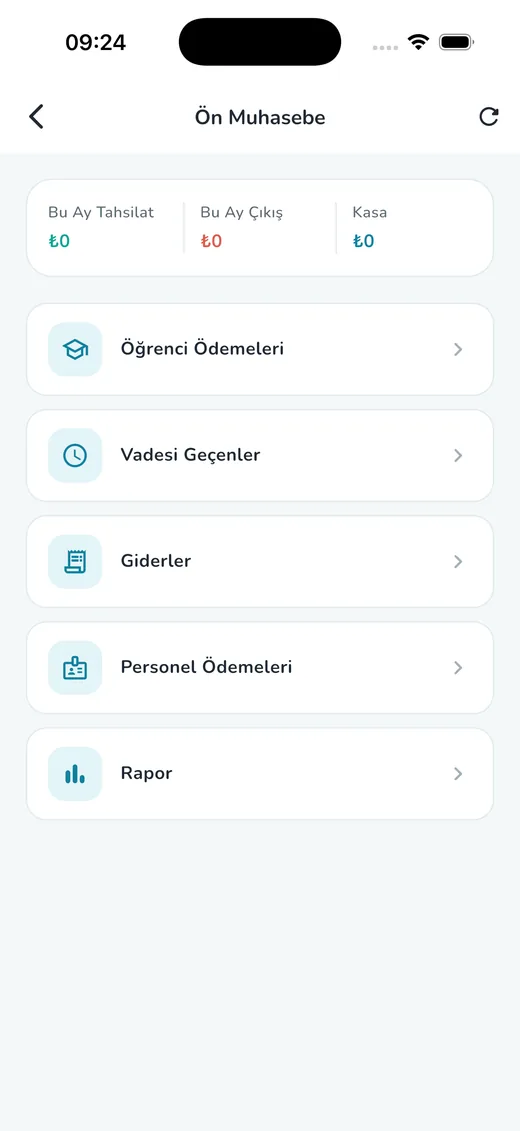 Ön muhasebeyi yönetin ekranı